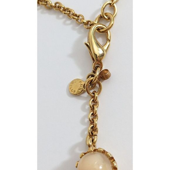 Marbled Beige Round Gold Tone Autumn Neutral Ann Taylor Bauble Necklace - Picture 8 of 12